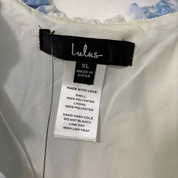 Lulu's Cream Midi Dress with Light Blue Floral Print - Picture 3 of 6